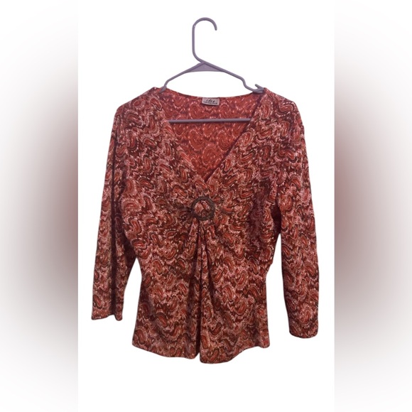 Creative Design Works Top Women Large Lace  Embroidery Rouched Buckle USA - Picture 1 of 4